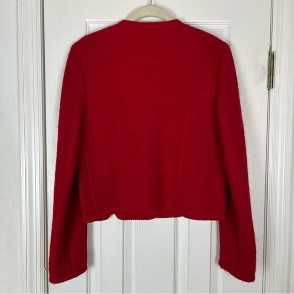 Vintage Carroll Reed Dark Red Boiled Wool Cardigan Jacket Size 10 - Picture 6 of 6